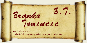 Branko Tominčić vizit kartica